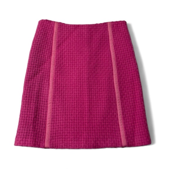 Milly Hot Pink Basket Weave Ribbon Trimmed Mini Skirt wool retro size 4 - Picture 1 of 11